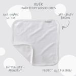 Butterblu River 10-Pack Baby Terry Washcloths 100% Organic Cotton Absorbent for Baby and Toddler Boys & Girls, White, One Size