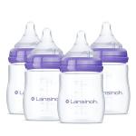 Lansinoh Anti-Colic Baby Bottles, BPA-Free Plastic, 5 Ounces, 4 Count, Slow Flow Nipples (Size S), Breastfeeding Bottle with NaturalWave Design