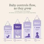 Lansinoh Anti-Colic Baby Bottles, BPA-Free Plastic, 5 Ounces, 4 Count, Slow Flow Nipples (Size S), Breastfeeding Bottle with NaturalWave Design