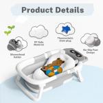 AVIDOR Baby Bathtub,Collapsible Bathtub for Newborn to Toddler,Durable Essential Infant Bath Tub,Portable Travel Baby Tub with Soft Cushion,No-Slip Hanging and Detachable(Grey)