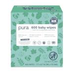 Pura Natural Sensitive Baby Wipes, 99% Water, Unscented & Hypoallergenic, Suitable for Sensitive & Eczema-prone Skin, Hypoallergenic, EWG Verified, 10 Pack of 60 Wet Wipes (600 Diaper Wipes) Bulk Buy
