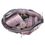 Baby Essentials Diaper Bag Tote 5 Piece Set with Sun, Moon, and Stars, Wipes Pocket, Dirty Diaper Pouch, Changing Pad (Grey/Pink)