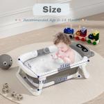 AVIDOR Baby Bathtub,Collapsible Bathtub for Newborn to Toddler,Durable Essential Infant Bath Tub,Portable Travel Baby Tub with Soft Cushion,No-Slip Hanging and Detachable(Grey)