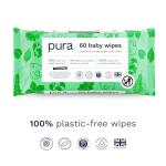 Pura Natural Sensitive Baby Wipes, 99% Water, Unscented & Hypoallergenic, Suitable for Sensitive & Eczema-prone Skin, Hypoallergenic, EWG Verified, 10 Pack of 60 Wet Wipes (600 Diaper Wipes) Bulk Buy