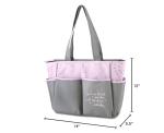 Baby Essentials Diaper Bag Tote 5 Piece Set with Sun, Moon, and Stars, Wipes Pocket, Dirty Diaper Pouch, Changing Pad (Grey/Pink)