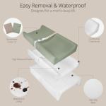 JVEOO Muslin Baby Changing Pad, 2 Pack Muslin Soft Cotton Covers & Waterproof Lining Foam Diaper Changing Table Pad 32" x 16.6" Mat for Dressers & Table
