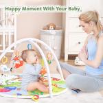 ZILLYBEE Baby Play Gym, ibabejoy Activity Play Mat for Newborn to Toddler, Stage-Based Sensory & Motor Skills Development, 7in 1 Non Slip Language Discovery Platmats with Teether