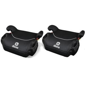 Diono Solana, No Latch, Pack of 2 Backless Booster Car Seats, Lightweight, Machine Washable Covers, Cup Holders, Black