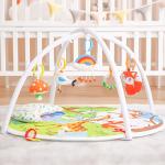 ZILLYBEE Baby Play Gym, ibabejoy Activity Play Mat for Newborn to Toddler, Stage-Based Sensory & Motor Skills Development, 7in 1 Non Slip Language Discovery Platmats with Teether