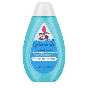 Johnson's Clean & Fresh Children's Shampoo & Body Wash, 2-in-1 Daily Hair & Body Wash for Kids & Toddlers Gently Cleanses Developing Hair, 13.6 fl. oz