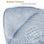 ZOLLEFY 2 Pack Baby Hooded Bath Towel Muslin Cotton 32x32 Inches Brown and Misty Blue Neutral Style Elegant Colors Ultra Soft Absorbent