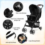 Baby Joy Lightweight Stroller, Compact Toddler Travel Stroller for Airplane, Infant Stroller w/Adjustable Backrest/Footrest/Canopy, 5-Point Harness, Storage Basket, Easy One-Hand Fold, Coffee