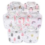 Gelisite 7 Pack Baby Cotton Absorbent Bibs for Drooling Teething (pink-1)