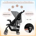 Baby Joy Lightweight Stroller, Compact Toddler Travel Stroller for Airplane, Infant Stroller w/Adjustable Backrest/Footrest/Canopy, 5-Point Harness, Storage Basket, Easy One-Hand Fold, Coffee