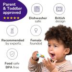 doddl Toddler Utensils, Ergonomic Fork and Spoon Set for Self Feeding, Stainless Steel Silverware for 1-3 Year Olds, BPA Free, Dishwasher Safe (Aqua)