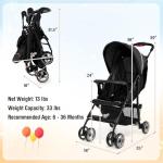 Baby Joy Lightweight Stroller, Compact Toddler Travel Stroller for Airplane, Infant Stroller w/Adjustable Backrest/Footrest/Canopy, 5-Point Harness, Storage Basket, Easy One-Hand Fold, Coffee