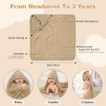 Hooded Baby Bath Towels for Newborn, 2 Pack - 6-Layer 100% Muslin Cotton, Soft Absorbent Baby Towels with Hood for Babies, Infants & Toddlers, Large 32x32 Inch Unisex Newborn Baby Bath Essentials