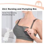Momcozy Pumping Bra Hands Free, Pumping and Nursing Bra in One Holding Breast Pump for Spectra, Lansinoh, Medela, Black,grey-2pk, Medium