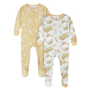 Gerber Baby Girls 2-pack Footed Pajamas And Toddler Sleepers, Rose Garden Yellow, 12 Months US