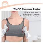 Momcozy Pumping Bra Hands Free, Pumping and Nursing Bra in One Holding Breast Pump for Spectra, Lansinoh, Medela, Black,grey-2pk, Medium