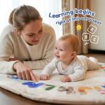 Baby Play Gym & Activity Mat with Light-up Musical Arch, Washable Tummy Time Mat with 6 Detachable Sensory Toys for Motor Skills, Baby Essentials Shower Gift - ABC123