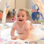 Baby Play Gym & Activity Mat with Light-up Musical Arch, Washable Tummy Time Mat with 6 Detachable Sensory Toys for Motor Skills, Baby Essentials Shower Gift - ABC123