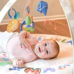 Baby Play Gym & Activity Mat with Light-up Musical Arch, Washable Tummy Time Mat with 6 Detachable Sensory Toys for Motor Skills, Baby Essentials Shower Gift - ABC123