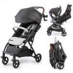 Ingenuity Ingenuity 3Dquickclose CS+ Compact Fold Stroller – Lightweight Stroller with Oversized Canopy, Extra-Large Storage and Compact Fold, Gray