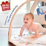 Baby Play Gym & Activity Mat with Light-up Musical Arch, Washable Tummy Time Mat with 6 Detachable Sensory Toys for Motor Skills, Baby Essentials Shower Gift - ABC123