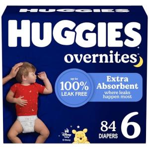 Huggies Size 6 Overnites Baby Diapers: Overnight Diapers, Size 6 (35+ lbs), 84 Ct (2 Packs of 42), Packaging May Vary