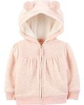 Simple Joys by Carter's Baby Girl's Hooded Sweater Jacket with Sherpa Lining Outerwear, pink, 0-3 Months