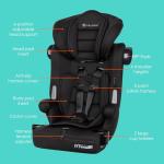 Baby Trend Hybrid SI 3-in-1 Combination Booster Seat, Hoboken Black – Side-Impact Protection, 3-Stage Growth Design, Adjustable Headrest, Cushioned Comfort