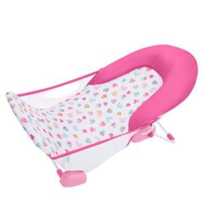 Bright Starts Disney Baby Minnie Mouse Foldaway 2-Position Baby Bath Seat, Adjustable Support for Sink or Bathtub, Ages 0-6 Months up to 20 Pounds, Machine-Washable Sling