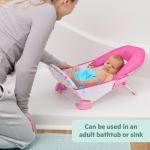 Bright Starts Disney Baby Minnie Mouse Foldaway 2-Position Baby Bath Seat, Adjustable Support for Sink or Bathtub, Ages 0-6 Months up to 20 Pounds, Machine-Washable Sling