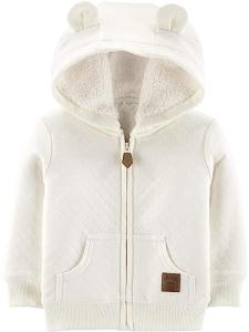 Simple Joys by Carter's Kid's Hooded Sweater Jacket with Sherpa Lining Outerwear, Oatmeal, 0-3M