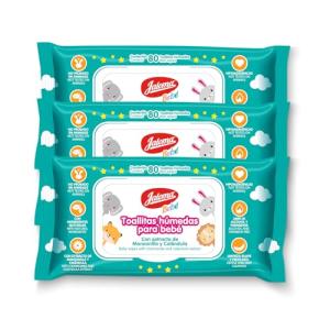 JALOMA Baby Wipes with Chamomile and Calendula Extract, Hypoallergenic and Paraben Free, 3Pack, 80 Ct Each