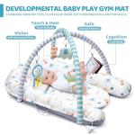 Baby Play Mat, 7-in-1 Infant Gym Mat for Sensory and Motor Development, Washable & Portable Newborn Tummy Time Activity Mat for Home & Travel, Babies Gift for 0-3-6-9-12-18 Months