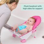 Bright Starts Disney Baby Minnie Mouse Foldaway 2-Position Baby Bath Seat, Adjustable Support for Sink or Bathtub, Ages 0-6 Months up to 20 Pounds, Machine-Washable Sling