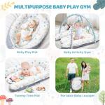 Baby Play Mat, 7-in-1 Infant Gym Mat for Sensory and Motor Development, Washable & Portable Newborn Tummy Time Activity Mat for Home & Travel, Babies Gift for 0-3-6-9-12-18 Months