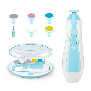 Baby Nail File Clippers Electric: Baby Nail Trimmer Electric Kit Fingernails Toes Care Manicure 6-in-1 Set with LED Light Safe for Newborn Kids and Adult