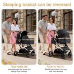 PEARLOVE 2 in 1 Baby Stroller Newborn Foldable Pushchair Folding High Landscape Infant Carriage,Toddler Pushchair Black Baby Stroller