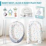 Baby Play Mat, 7-in-1 Infant Gym Mat for Sensory and Motor Development, Washable & Portable Newborn Tummy Time Activity Mat for Home & Travel, Babies Gift for 0-3-6-9-12-18 Months