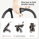 PEARLOVE 2 in 1 Baby Stroller Newborn Foldable Pushchair Folding High Landscape Infant Carriage,Toddler Pushchair Black Baby Stroller