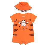Disney Winnie the Pooh Tigger Infant Baby Boys Romper and Bucket Sun Hat Orange 12 Months