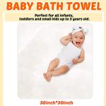 Reginary 4 Pack Baby Hooded Towels Coral Fleece Baby Bath Towels 30 x 30 Inch Soft Absorbent Hooded Bath Blanket for Newborn Toddler Infant Boy Girl Shower Gift Supplies (White)