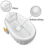 PandaEar Inflatable Baby Bathtub with Air Pump, Non-Slip Soft Cushion Bathing Tub for Toddlers & Infants (0-36 Months), Collapsible Travel-Friendly Blow Up Pool with Side Pocket & Backrest (Gray)
