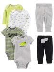 Simple Joys Baby Boy's 6 piece Little Character sets Sleepwear, Green/Grey Rhino, 0-3 Months