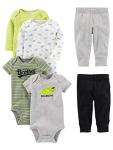 Simple Joys Baby Boy's 6 piece Little Character sets Sleepwear, Green/Grey Rhino, 0-3 Months