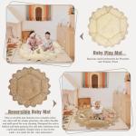 5-in-1 Plush Baby Play Gym, Activity Mat with Convertible Gym, Baby Gym 6 Sensory Toys, Play Center for Newborn to Toddler, Cream