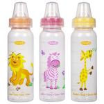 Evenflo Zoo Friends 3 Count Standard Nipple Bottle, 8 Ounce (Colors May Vary)